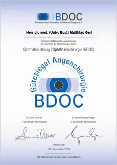 Herr dr. med. (Univ. Bud.) Matthias Gerl - Ophthalmochirurg