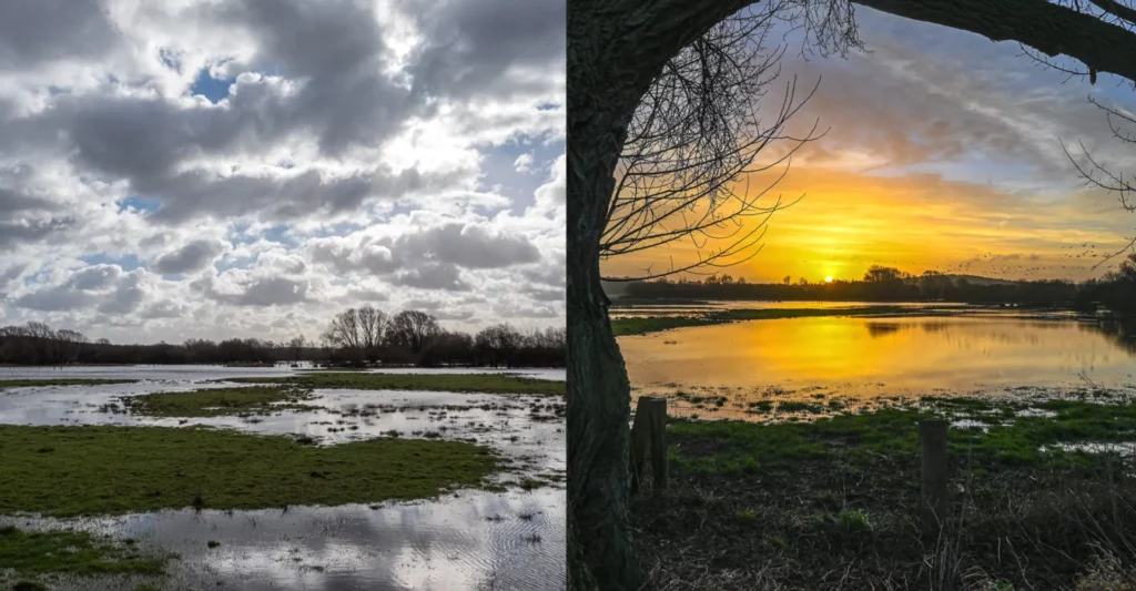 Die Feuchtwiesen im Kuhlenvenn sind überschwemmt (Februar 2022) fotografiert von HG