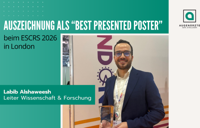 Aktuelles ESCRS - Auszeichnung beim ESCRS 2026 in London - Augenärzte Gerl & Kollegen